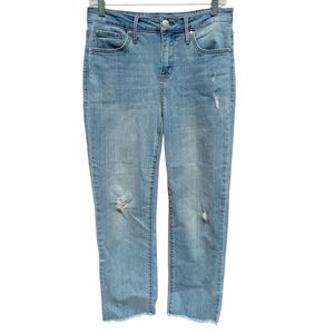 🍁Seven7 Tower Straight Crop Classic Blue Distressed Women Jeans Raw Hem Size 4